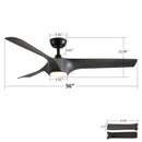 Reversible Quiet Motor Ceiling Fan Light With ABS Blades - Black / Gray by Unique Piece Furniture