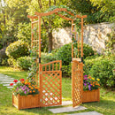 Garden Arbor with Gate and 2 Planter Boxes, 83" Yellow by LJGDeals