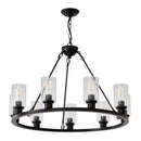 9-Light Black Wagon Wheel Chandelier