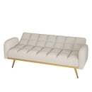 69-inch beige sofa bed with adjustable sofa teddy fleece 2 throw pillows