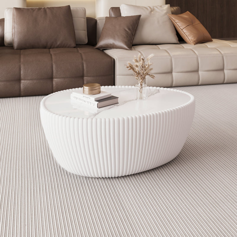 Light Sintered Stone Top Goose Egg Shape Table, photo 2 of 5