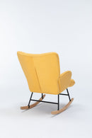Rocking Chair Nursery, Teddy Upholstered Glider Rocker With High Backrest, Reading Chair Modern Rocking Accent Chairs Glider Recliner For Living Room - Yellow by HouseOfZazla