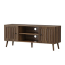 55" TV Cabinet With Vertical Groove Doors, Adjustable Shelves - Walnut by HouseOfZazla