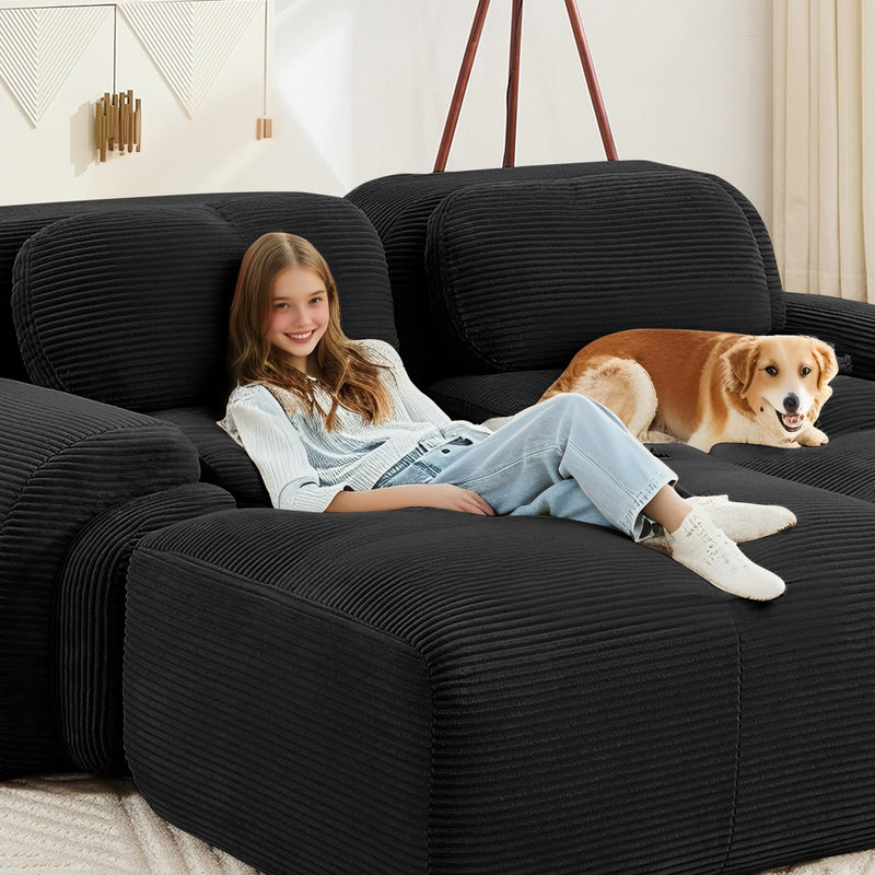 U-Shaped Modular Sofa with Breathable Corduroy Fabric, photo 10 of 10