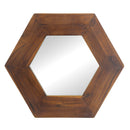 Hexagon Mirror With Natural Wood Frame, Wall Decor For Living Room Bathroom Hallway by HouseOfZazla