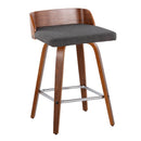Maya - Mid Century Modern Fixed Height Counter Stool & Swivel With Square Footrest (Set of 2) by HouseOfZazla
