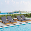 Lounge Chaise Set - Acacia Wood with Water-Resistant Cushions