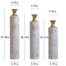 Floor Metal Vases Decorated Metal Vases (Set of 3) Gorgeous Home Decoration Large Glazed Metal Vases - White / Gold by HouseOfZazla