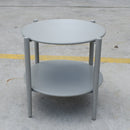 Metal Round Side Table - 2-Tier Outdoor End Table