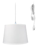 16"W 1 Light Swag Plug-In Pendant  White Shade White Cord