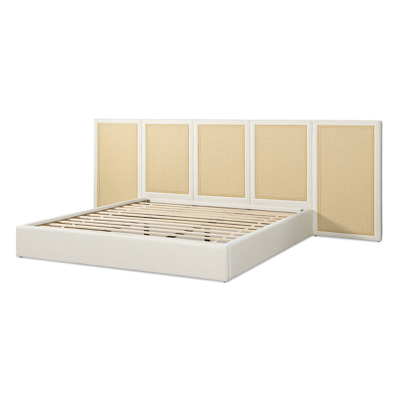 Capri Extended Headboard Cane Platform Bed, Antique, photo 9 of 10