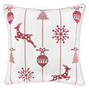 Christmas Throw Pillow With Embroidered Reindeer And Snowflakes - White by Unique Piece Furniture