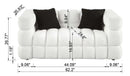 62.2length, 35.83" deepth, human body structure for USA people, marshmallow sofa,boucle sofa, White color,3 seater