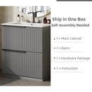 Fluted Bathroom Vanity With Ceramic Sink, Freestanding Cabinet by HouseOfZazla