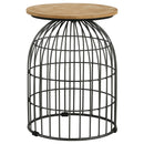 Bernardo Round Wire Frame Side Table Natural and Gunmetal
