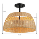 Twinkle - Double Lights Semi Flush With Shade - Black / Rattan by HouseOfZazla
