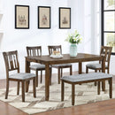 6 Pieces Kitchen Dining Set, Rectangular Wooden Dining Table With 4 Upholstered Chairs And A Bench by Unique Piece Furniture