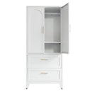 71" Tall Metal Wardrobe Cabinet with 2 Drawers and Hanging Rod