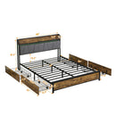 Modern Bed Frame With LED Lights, Upholstered Headboard, USB Charging by HouseOfZazla