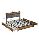Modern Bed Frame With LED Lights, Upholstered Headboard, USB Charging by Unique Piece Furniture