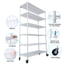 6 Tier 6000Lbs Capacity Nsf Metal Shelf Wire Shelving Unit, Heavy Duty Adjustable Storage Rack With Wheels & Shelf Liners For Commercial Grade Utility Steel Storage Rack by HouseOfZazla
