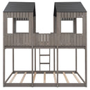 Bunk Bed With Roof, Window, Guardrail, Ladder by Unique Piece Furniture