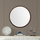 Hausen - Mid-Century Modern Round Accent Wall Mirror - Brown Walnut by HouseOfZazla