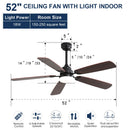 Ceiling Fan With LED Light, 6 Speed Wind, 5 Blades, Remote Control DC Motor by Unique Piece Furniture