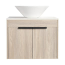 24" Modern Design Float Bathroom Vanity With Ceramic Basin Set, Wall Mounted White Oak Vanity With Soft Close Door, KD-PackingD-Packing Pieces