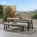 Outdoor Acacia Wood 3 Piece Picnic Dining Set