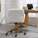 Office Chair, Artificial Rabbit Hair Home Office Chair With Metal Base, Adjustable Desk Chair Swivel Office Chair, Vanity Chair by HouseOfZazla