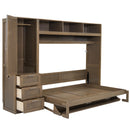 Full Size Murphy Bed With Wardrobe, Drawers, And Open Shelves - Wood by HouseOfZazla