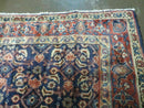3'7" X 10' Antique Handmade India Floral Oriental Wool Runner Rug Organic Blue