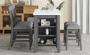 5-piece Counter Height Dining Table Set with Built-in Storage Shelves,Grey(OLD SKU W504S00143)