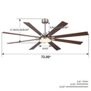 Large Ceiling Fan With Dimmable LED Light 8 Blades Remote Control, Reversible DC Motor by HouseOfZazla