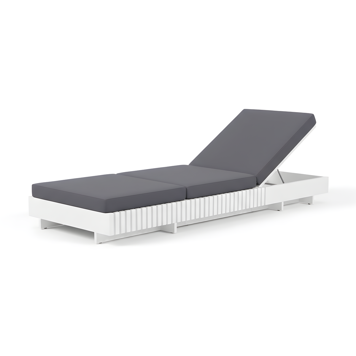 White Acacia Solid Wood Outdoor Chaise Lounge, photo 9 of 10