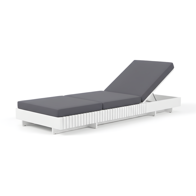 White Acacia Solid Wood Outdoor Chaise Lounge, photo 9 of 10