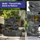 Concrete Rock Waterfall Fountain with LED Lights