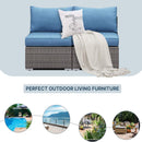 Armless Patio Sofa Set, With UV Resistant Frame And Waterproof Cushions - Blue / Brown by HouseOfZazla
