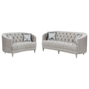 Elliston - 2 Piece Living Room Set With Upholstery Nailhead Trim - Gray by HouseOfZazla