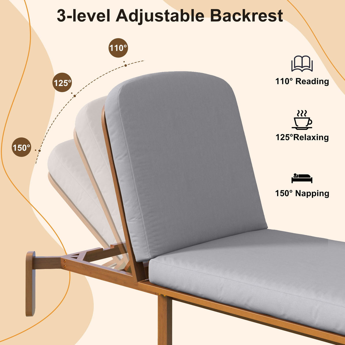 Outdoor Chaise Lounge With Adjustable Backrest, photo 23 of 40