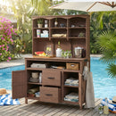 TOPMAX Large Fir Wood Potting Bench with Hutch and Storage by HouseOfZazla