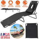 Folding Beach Lounge Chair Face DownÊTanning Chaise Sunbathing Recliner 265LBS Max Load with 5-Angle Backrest 3 Removable Pillows for Beach Pool Lawn