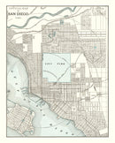 Vintage Map of San Diego, California 1893