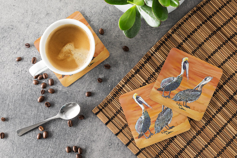 Set of 4 Bird - Pelican Foam Coasters