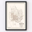 Vintage Map of Austin, Texas 1885
