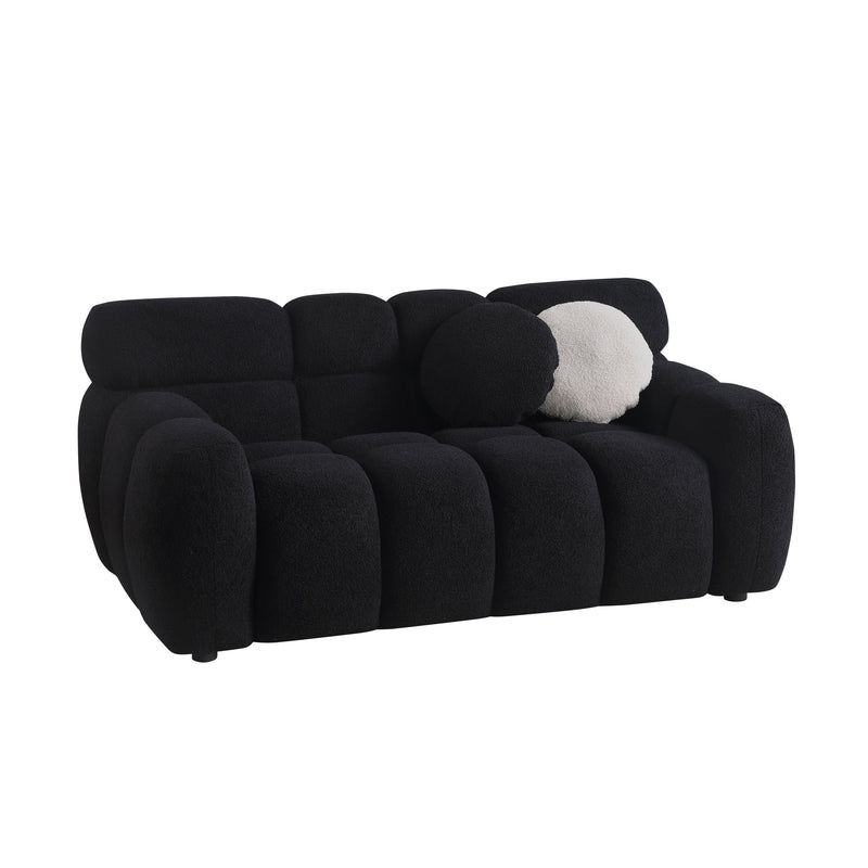 64.96 length, 35.83" deepth, human body structure for USA people, marshmallow sofa,boucle sofa, 2 seater, BEIGE BOUCLE