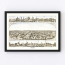 Vintage Map of Indianapolis, Indiana 1860