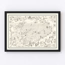 Vintage Map of San Francisco, California 1945