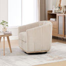 Swivel Upholstered Barrel Chair With Metal Base